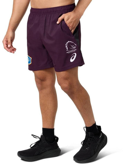 Brisbane Broncos 2025 NRL Mens Maroon Training Shorts