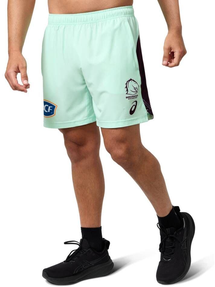 Brisbane Broncos 2025 NRL Mens Mint Training Shorts