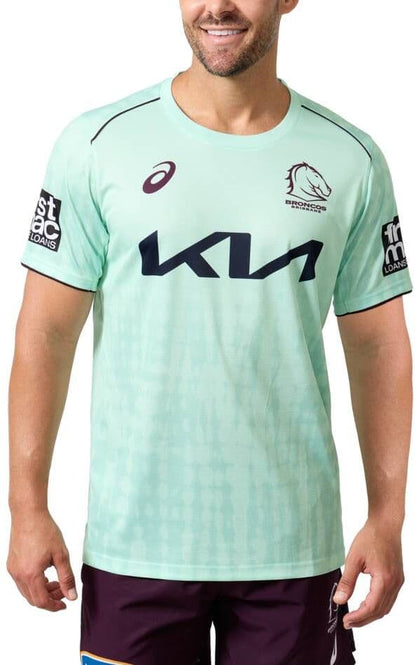 Brisbane Broncos 2025 NRL Mens Mint Training Shirt