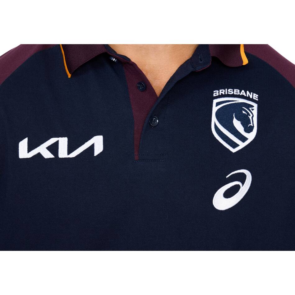 Brisbane Broncos 2026 NRL Mens Black Team Polo Shirt