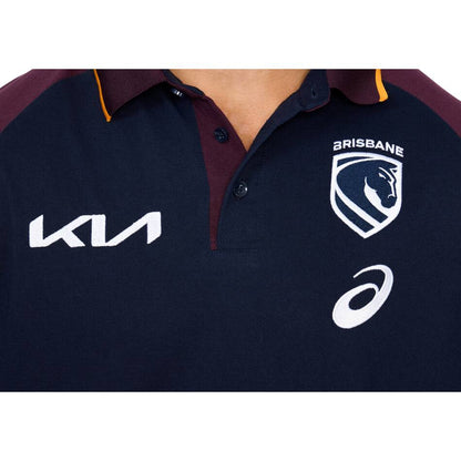 Brisbane Broncos 2026 NRL Mens Black Team Polo Shirt