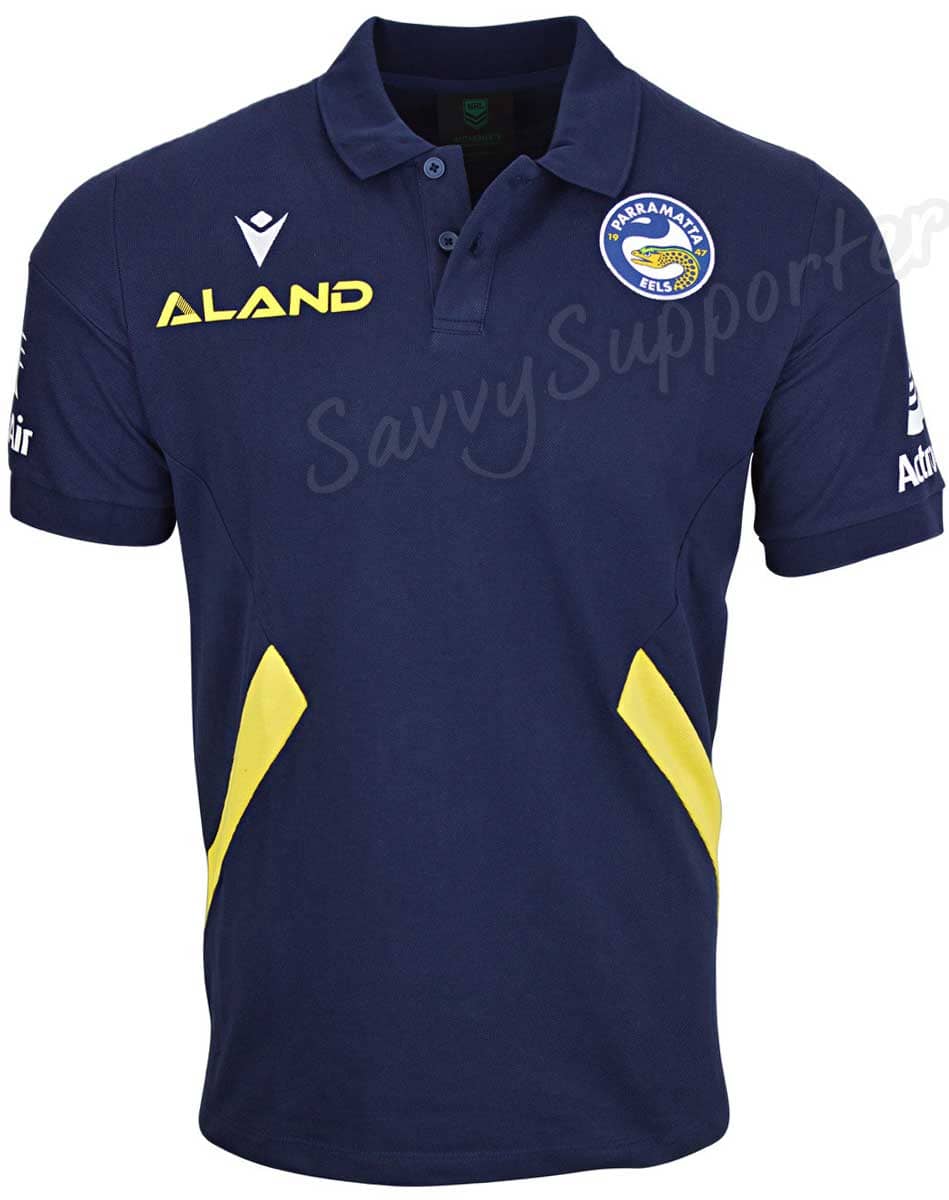 Parramatta Eels 2023 NRL Mens Navy Travel Pique Polo Shirt