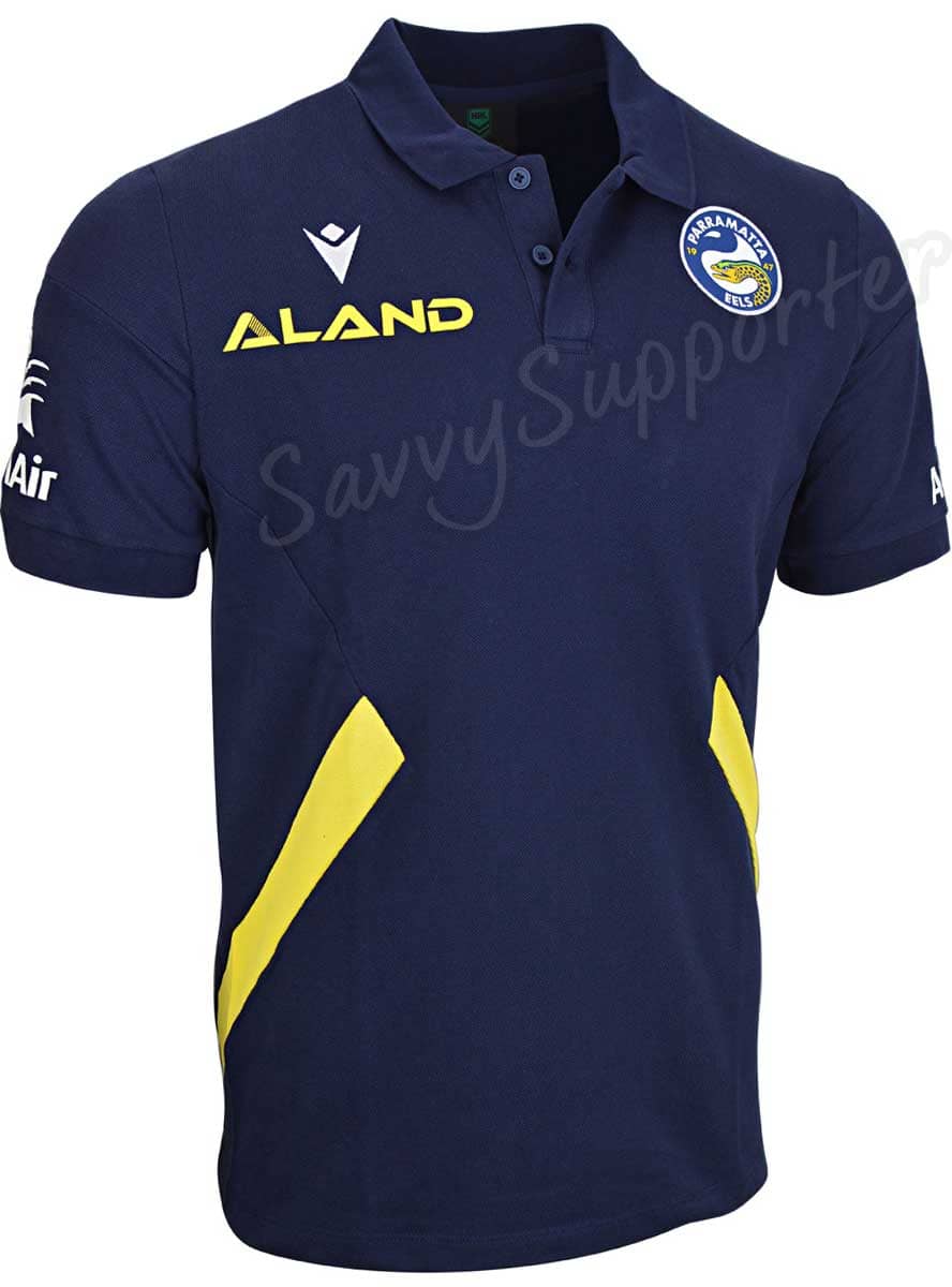 Parramatta Eels 2023 NRL Mens Navy Travel Pique Polo Shirt