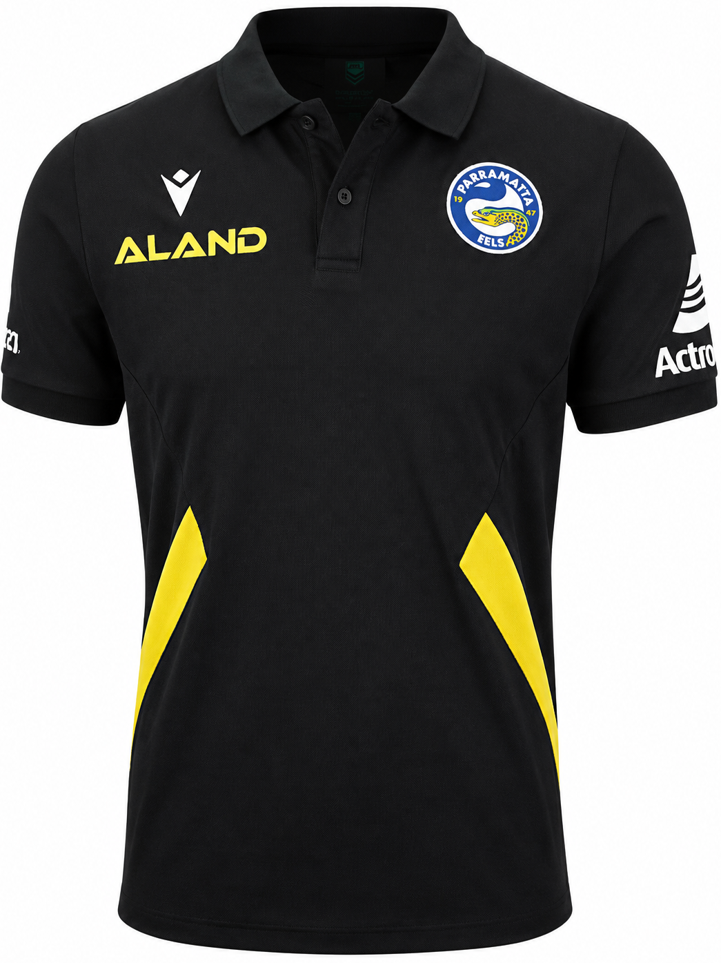 Parramatta Eels NRL Mens Black Travel Pique Polo Shirt