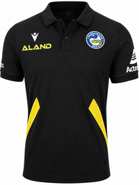 Parramatta Eels NRL Mens Black Travel Pique Polo Shirt