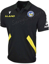 Parramatta Eels 2023 NRL Mens Black Travel Pique Polo Shirt