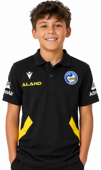 Parramatta Eels NRL Kids Black Travel Polo Shirt