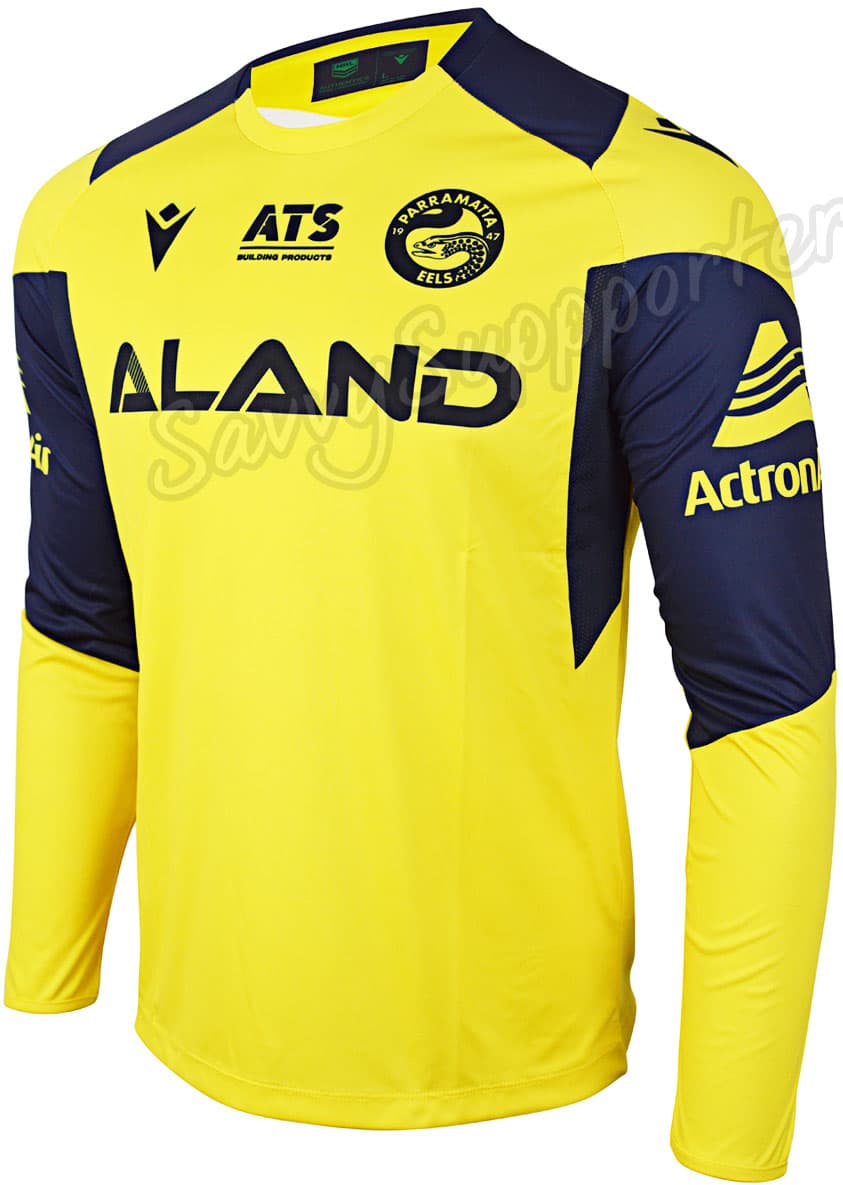 Parramatta Eels 2024 NRL Mens Yellow Long Sleeve Training Shirt