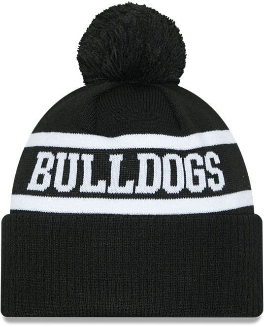 Canterbury Bulldogs 2025 NRL New Era Black White Knit Beanie