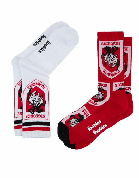 St George Dragons NRL Logos Sneaker Socks 2 Pack