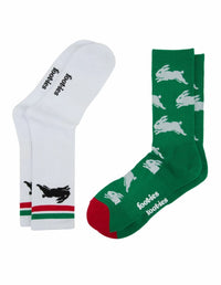 South Sydney Rabbitohs NRL Logos Sneaker Socks 2 Pack
