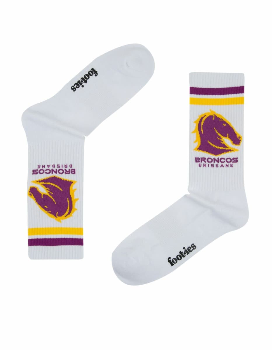 Brisbane Broncos NRL Logos Sneaker Socks 2 Pack
