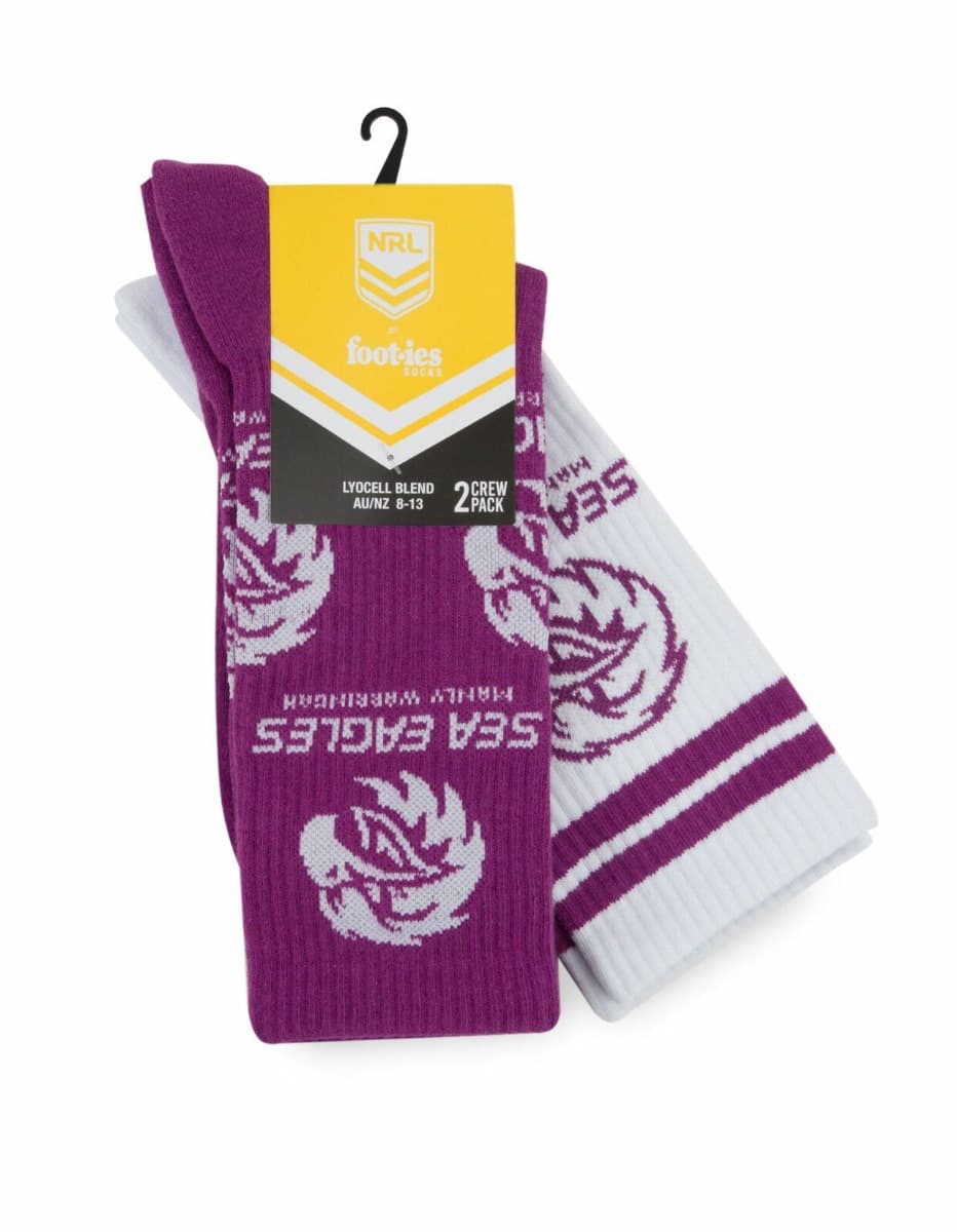 Manly Sea Eagles NRL Logos Sneaker Socks 2 Pack