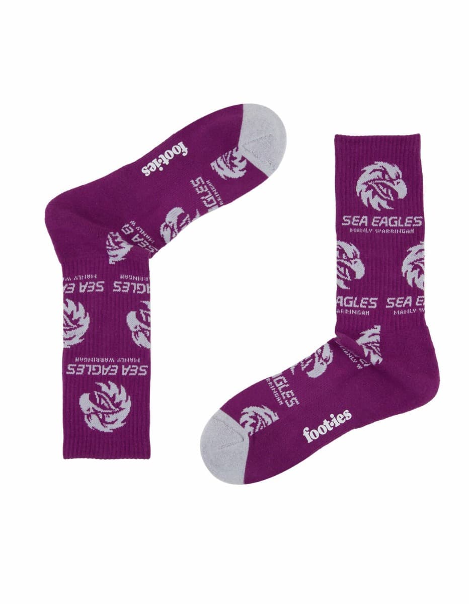 Manly Sea Eagles NRL Logos Sneaker Socks 2 Pack
