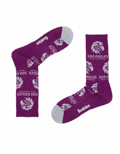 Manly Sea Eagles NRL Logos Sneaker Socks 2 Pack