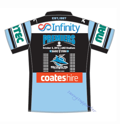 Cronulla Sharks 2016 NRL Premiers Home Jersey Mens, Ladies and Kids