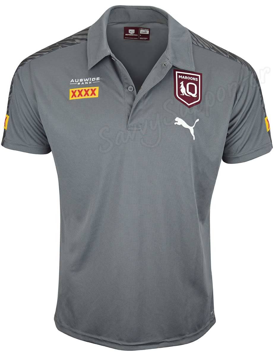 QLD Maroons State of Origin Mens Grey Polo Shirt