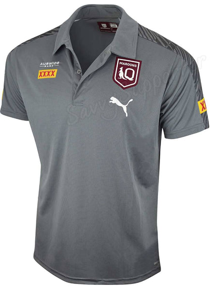QLD Maroons State of Origin Mens Grey Polo Shirt