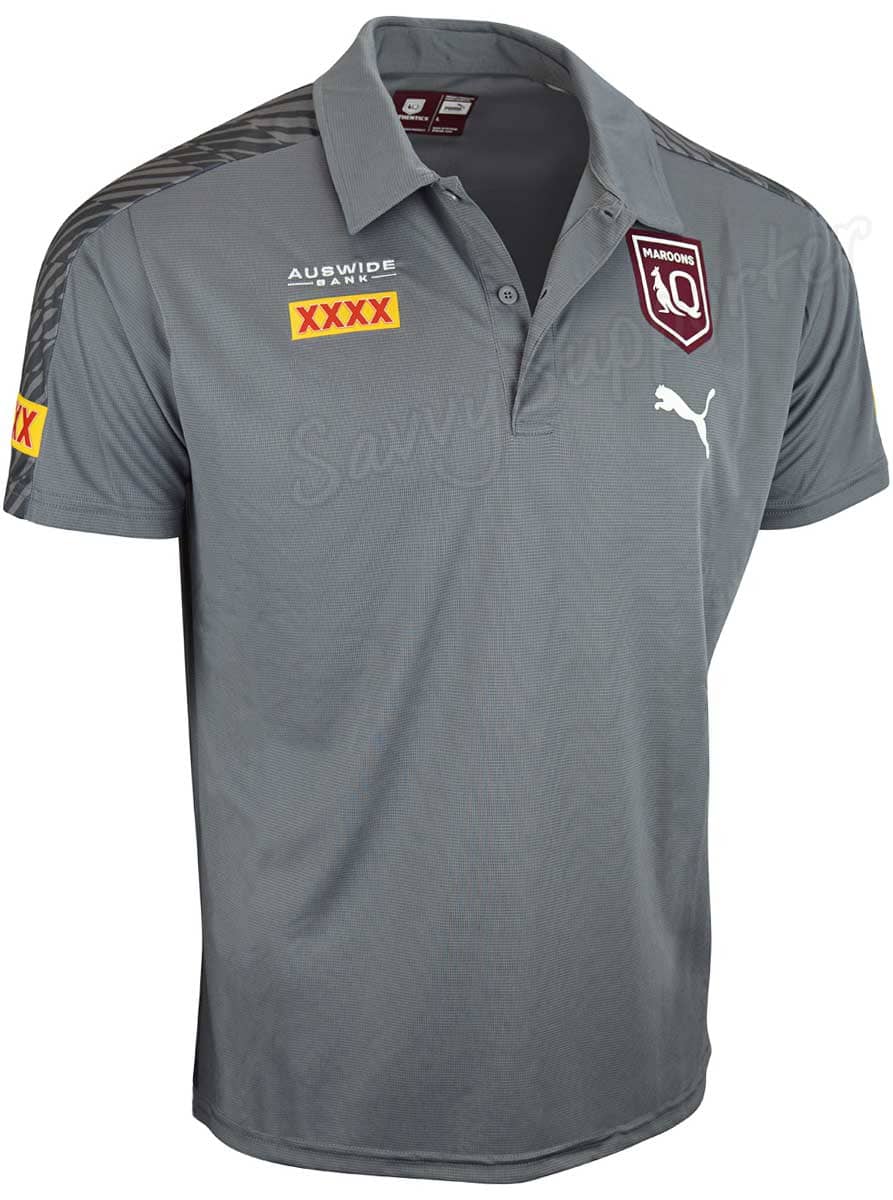 QLD Maroons State of Origin Mens Grey Polo Shirt