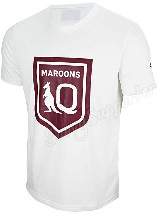 QLD Maroons State of Origin Mens White Logo Tee