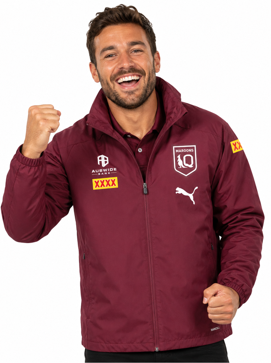 QLD Maroons State Of Origin Mens Rain Jacket
