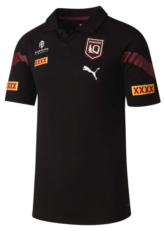 QLD Maroons 2023 State Of Origin Mens Black Team Polo Shirt