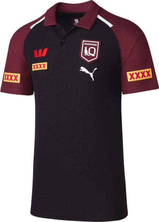 QLD Maroons 2024 State of Origin Mens Black Team Polo Shirt