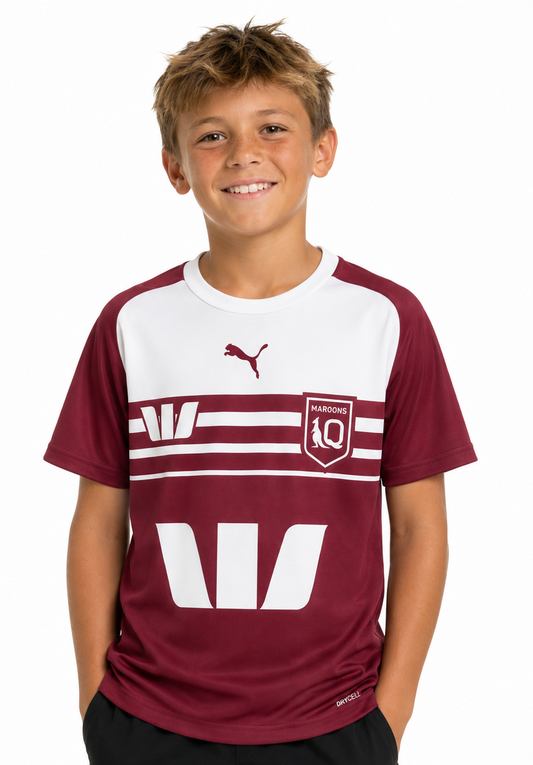 QLD Maroons State of Origin Kids Maroon Training Shirt