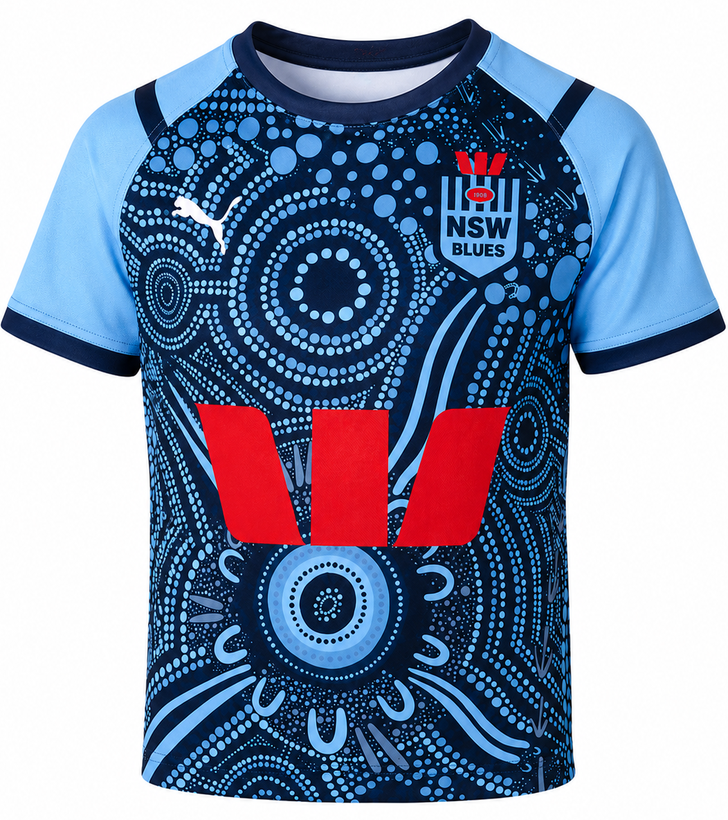 NSW Blues State of Origin Kids Indigenous Jersey