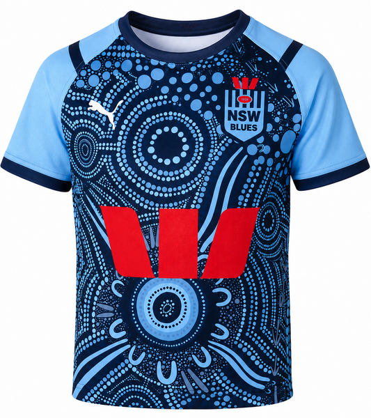 NSW Blues State of Origin Kids Indigenous Jersey