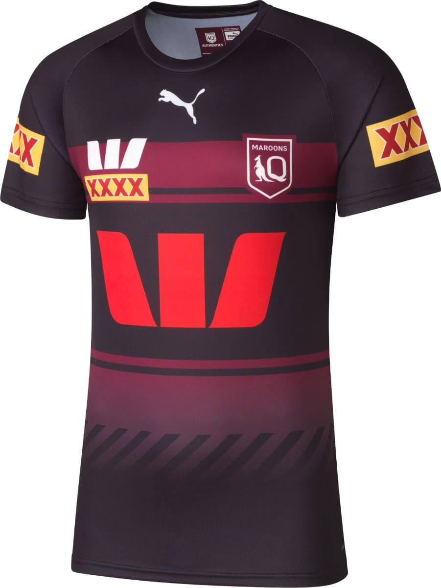 QLD Maroons State of Origin 2025 NRL Mens Black Training Shirt