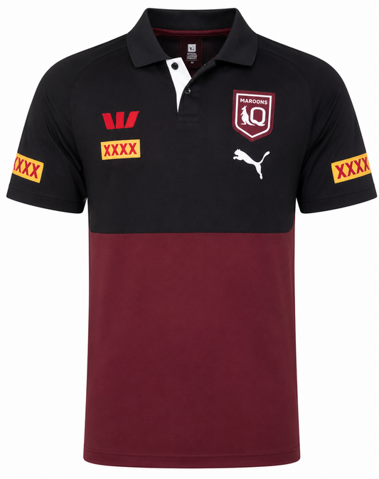 QLD Maroons State of Origin 2025 NRL Mens Maroon Team Polo Shirt