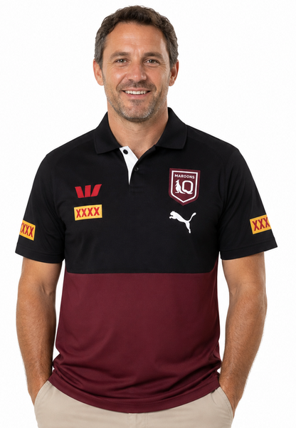 QLD Maroons State of Origin 2025 NRL Mens Maroon Team Polo Shirt