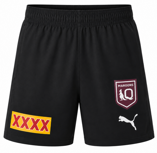 QLD Maroons 2026 State of Origin Mens Black Training Gym Shorts