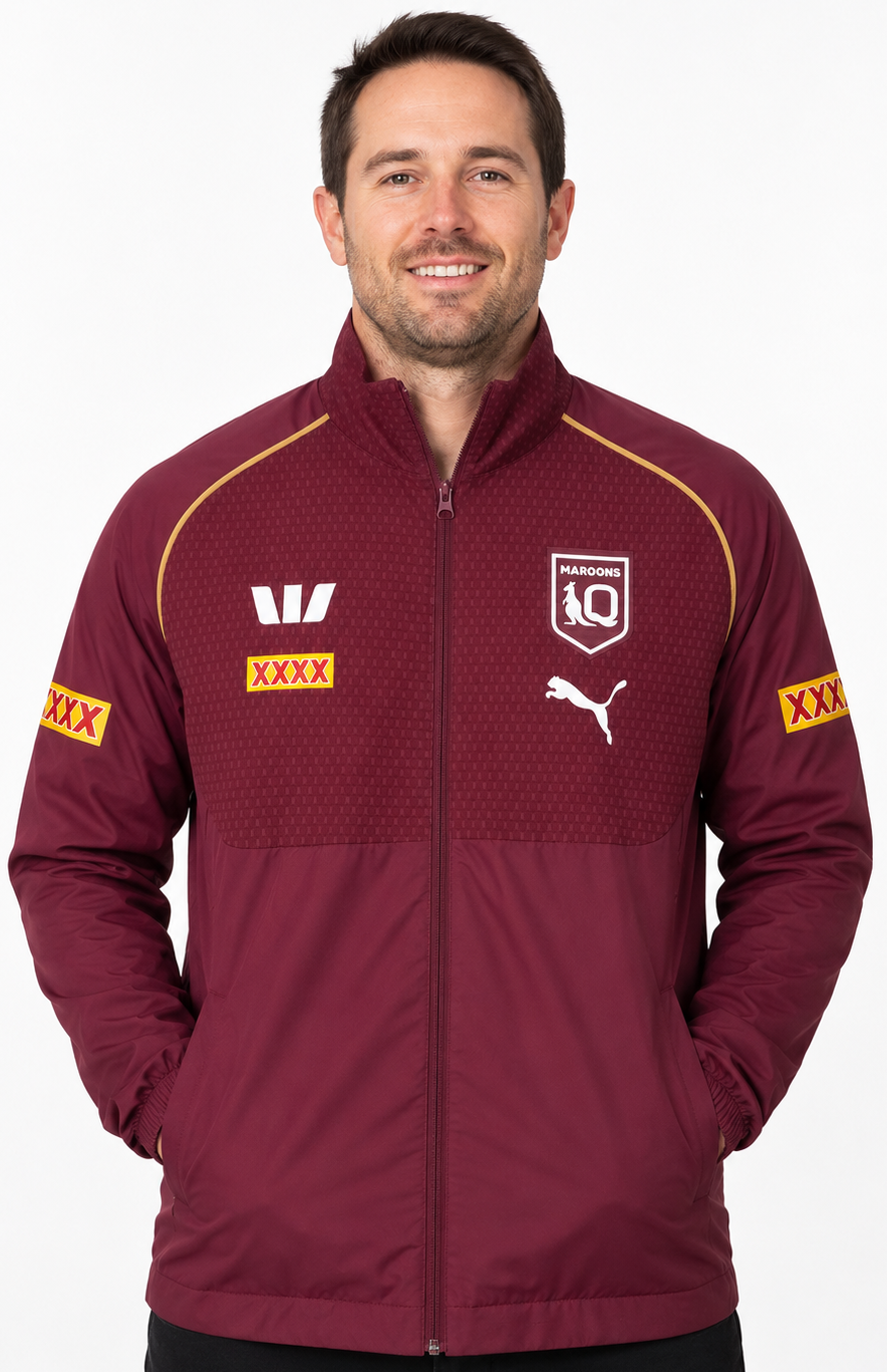 QLD Maroons 2026 State of Origin Mens Woven Wet Weather Rain Jacket