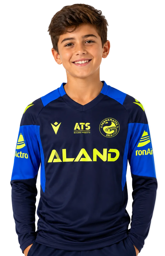 Parramatta Eels NRL Kids Long Sleeve Navy Training Shirt