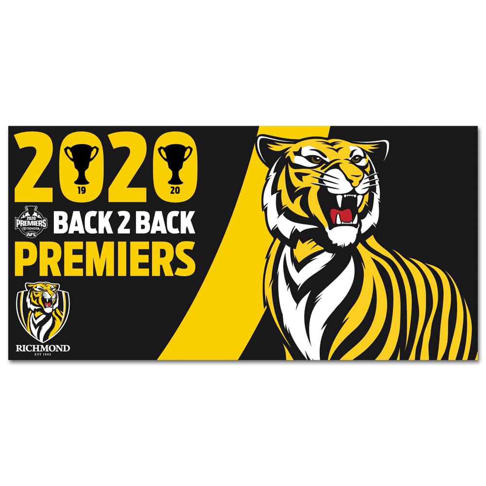 Richmond Tigers 2020 AFL Premiers Back to Back Pole Flag 1800mm by 900mm