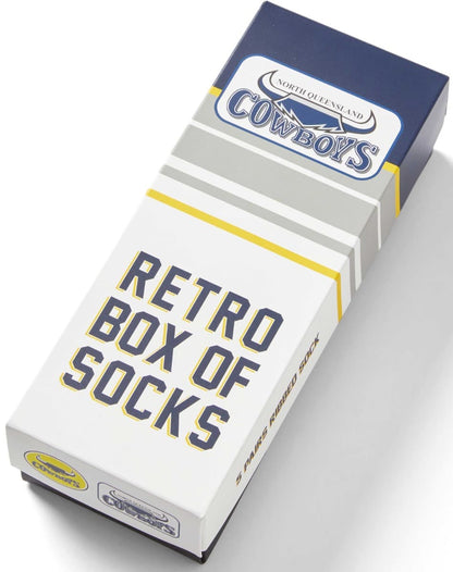 North Queensland Cowboys 2025 NRL Retro 5 Pack Box Socks