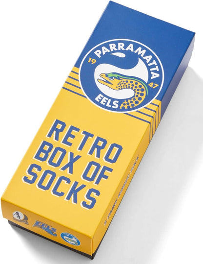 Parramatta Eels 2025 NRL Retro 5 Pack Box Socks