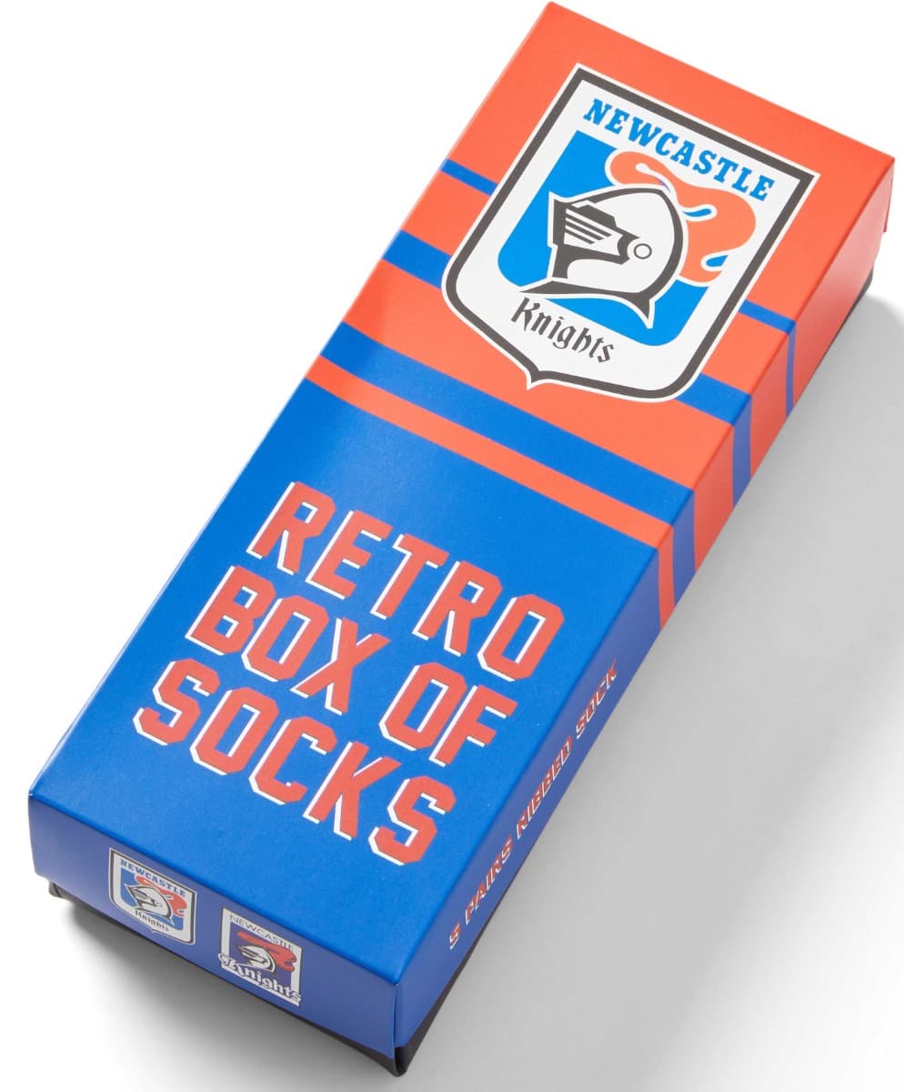 Newcastle Knights 2025 NRL Retro 5 Pack Box Socks