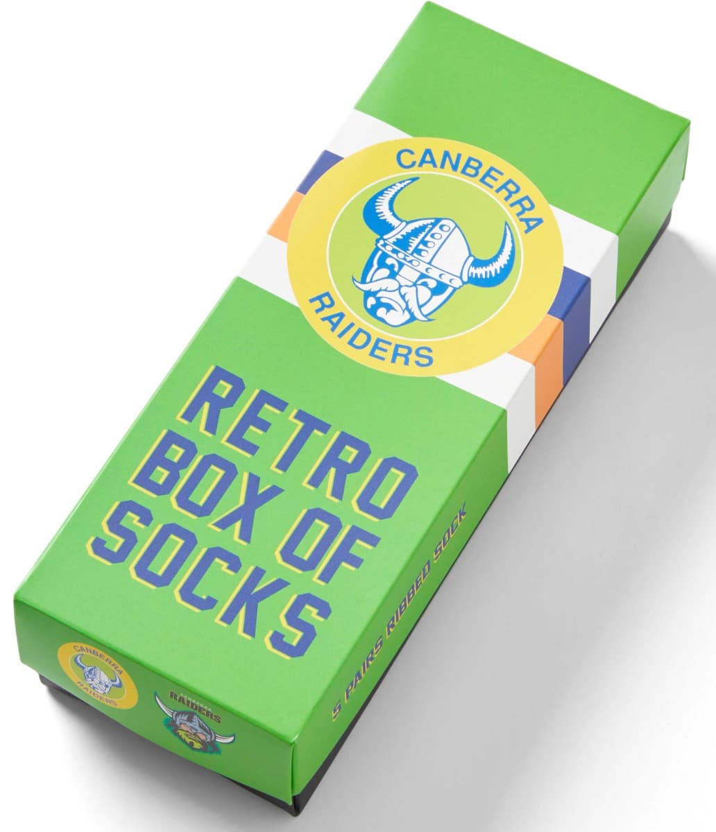 Canberra Raiders 2025 NRL Retro 5 Pack Box Socks