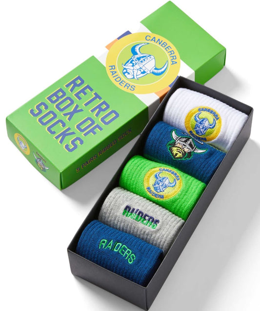 Canberra Raiders 2025 NRL Retro 5 Pack Box Socks