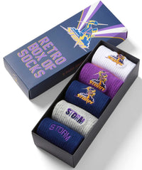 Melbourne Storm 2025 NRL Retro 5 Pack Box Socks