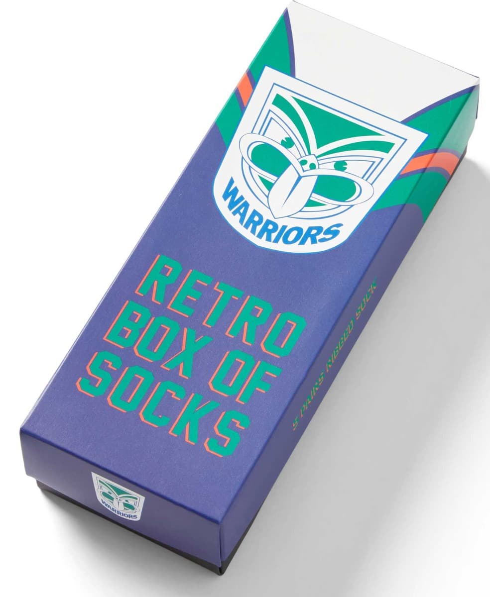 New Zealand Warriors 2025 NRL Retro 5 Pack Box Socks