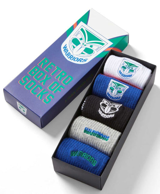 New Zealand Warriors 2025 NRL Retro 5 Pack Box Socks