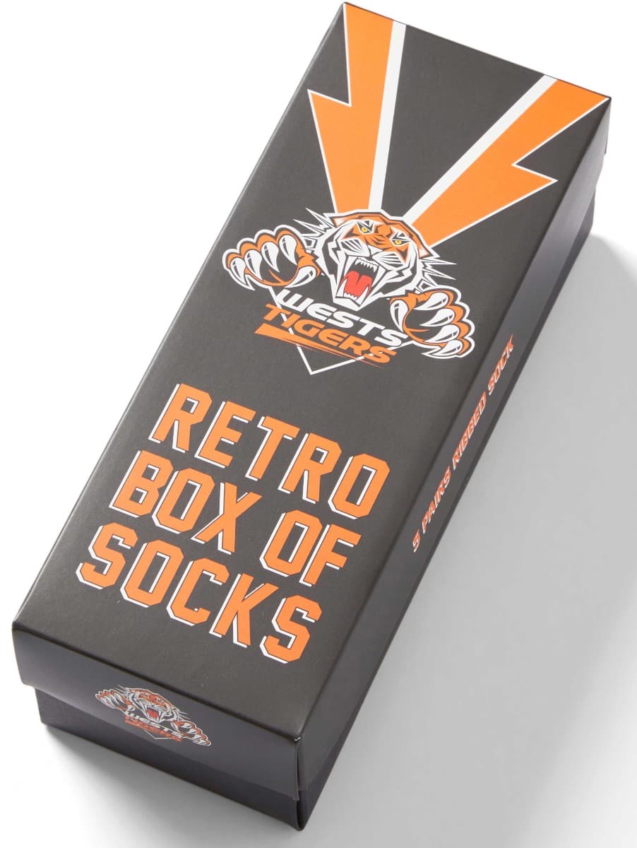 Wests Tigers 2025 NRL Retro 5 Pack Box Socks