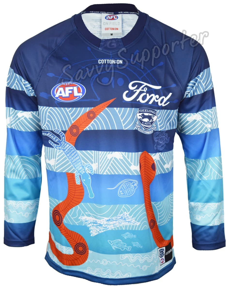 Geelong Cats 2025 AFL Mens Long Sleeve Indigenous Guernsey