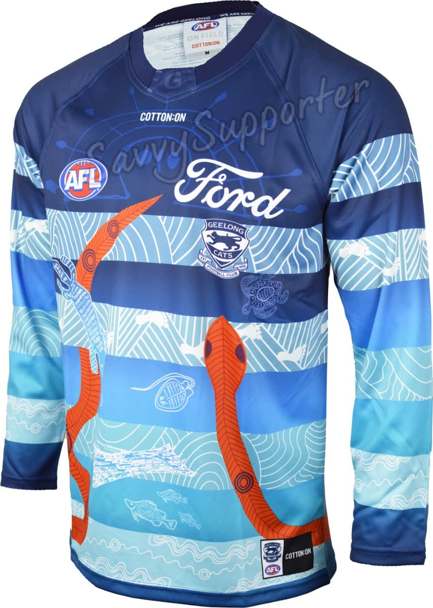 Geelong Cats 2025 AFL Mens Long Sleeve Indigenous Guernsey