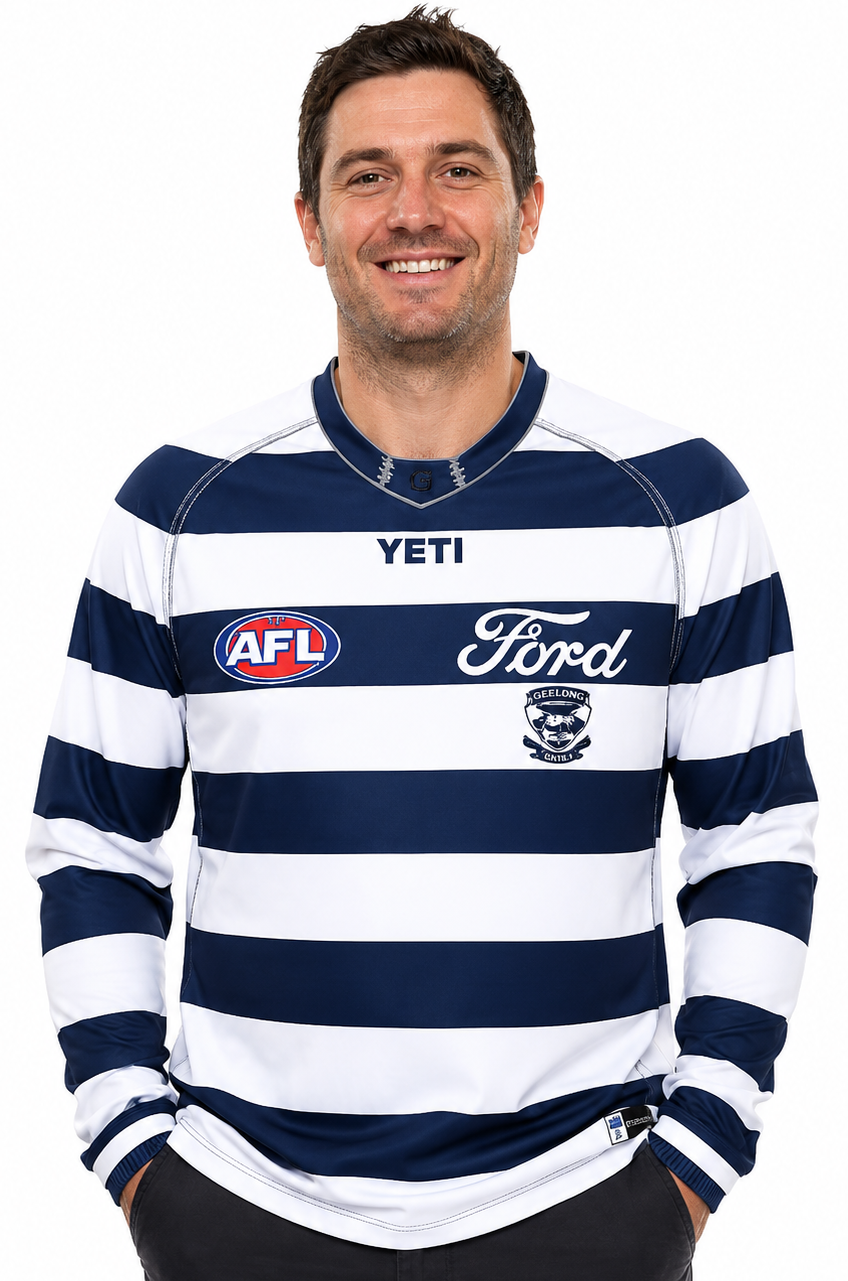 Geelong Cats 2026 AFL Mens Long Sleeve Home Guernsey
