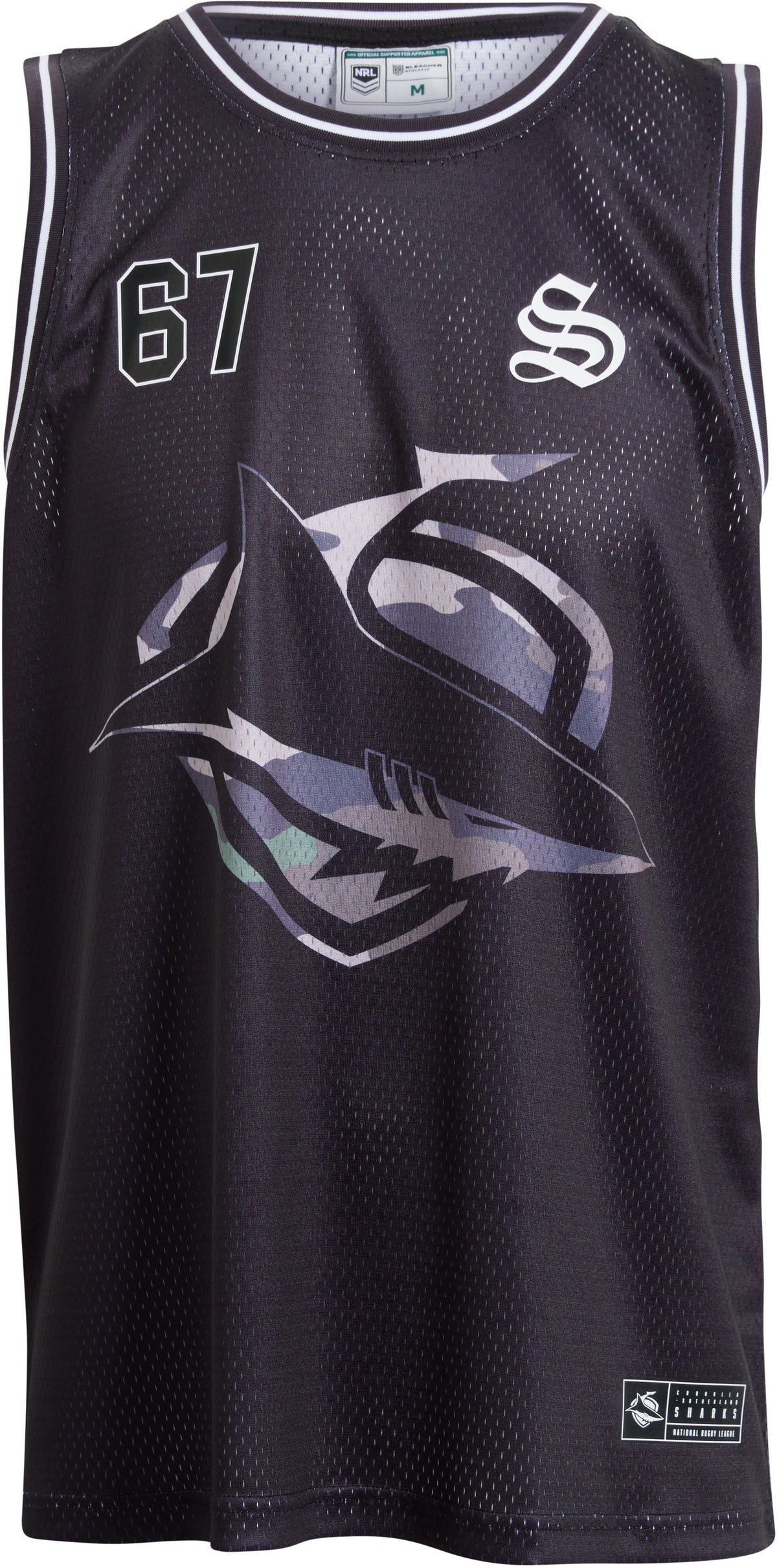 Cronulla Sharks 2027 NRL Mens Camo Basketball Singlet